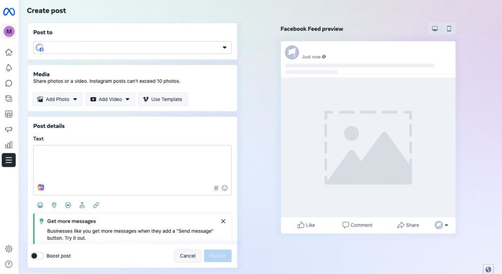 Create Post in Facebook Business Suite