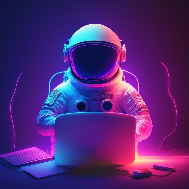 Social Media Performance Marketing Astronaut mit Laptop