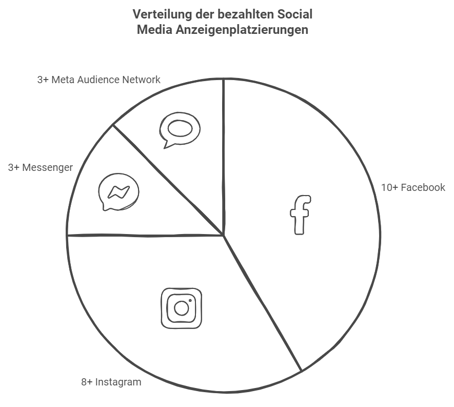 Verteilung der bezahlten Social Media Anzeigenplatzierungen